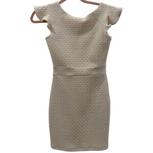 By Debra BD Junior Girls Dress Flutter Sleeve Sheath Ivory Waist Belt Style XS